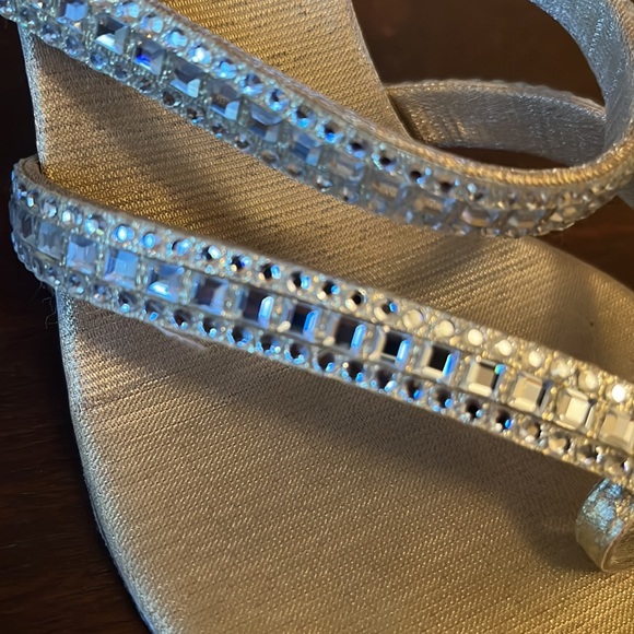 stuart weitzman sequined slide thong heel gold size 7.5 - Picture 4 of 4